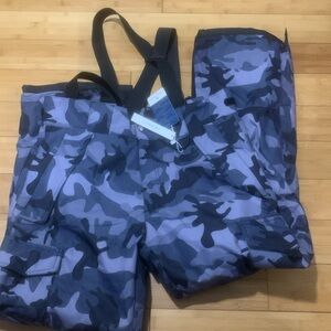 Camouflage Snow Pants with Removable Suspenders